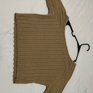 Princess Polly Ribbed off the shoulder Crew Neck Sweater - green